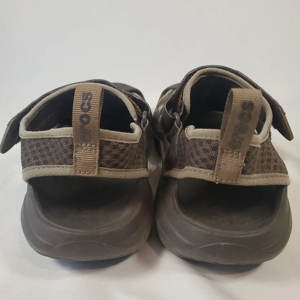 Crocs Swiftwater Mesh Deck Sandal Mens 10 Espresso Brown Water Shoe
